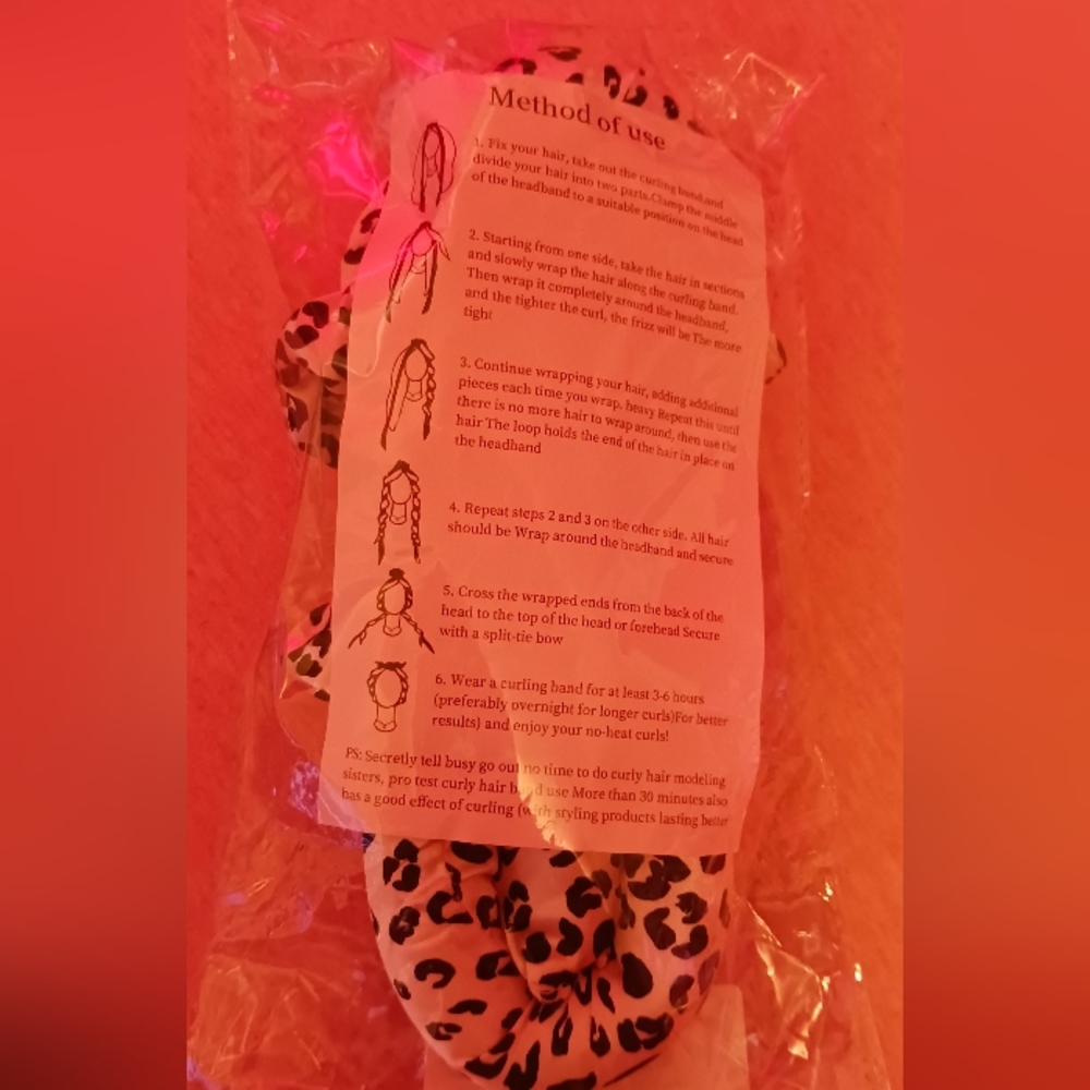 Animal print silk heatless hair curler